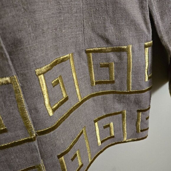 Noviello Bloom Suits Vintage Rare Gold Greek Key Embroidered Blazer Size 6 - Picture 2 of 5